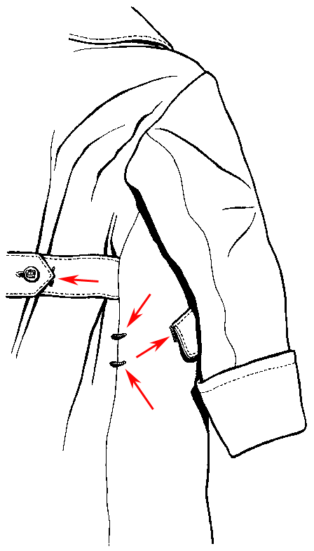 Location of reinforcement bars on back of Greatcoat